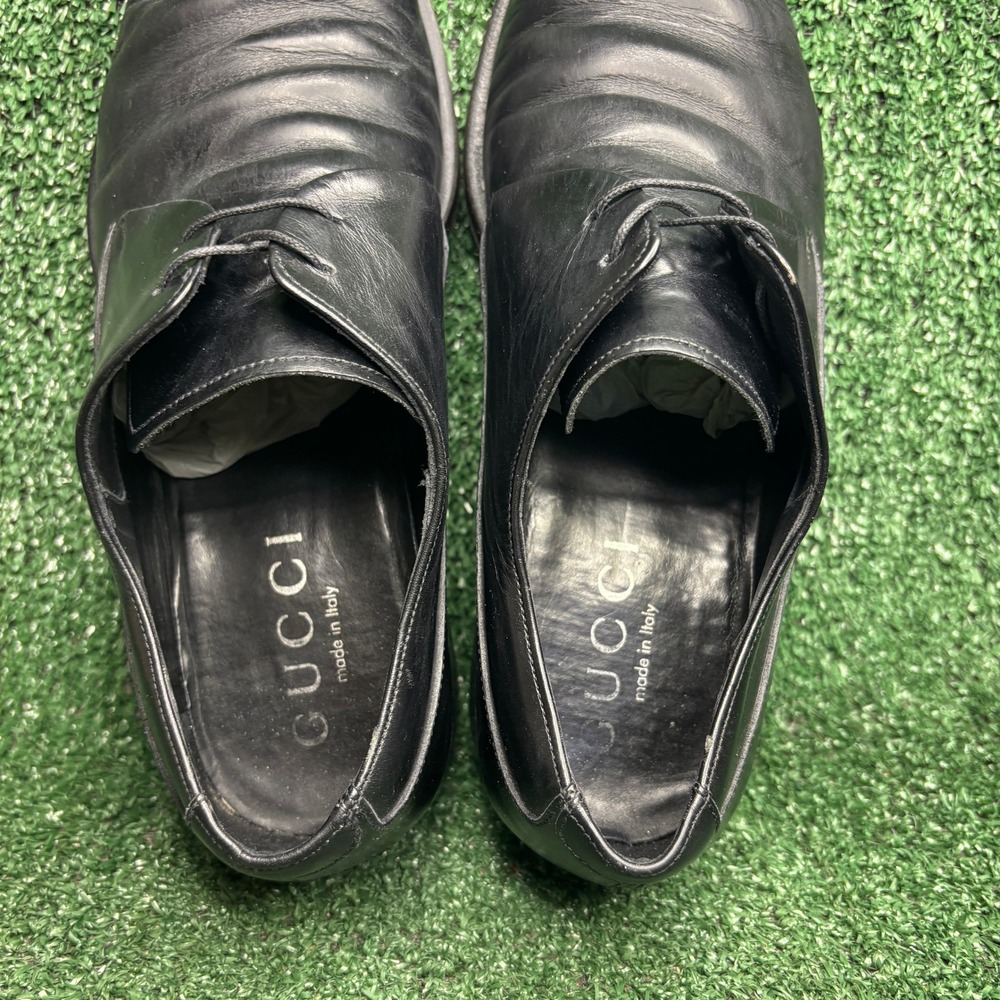 Gucci 5318 Derby Leather Pointed Toe Classic Formal Dress Shoes Black Mens Sz 9 - Picture 5 of 10
